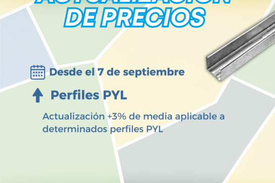 Knauf actualiza el precio de determinados perfiles PYL a partir del 7 de septiembre